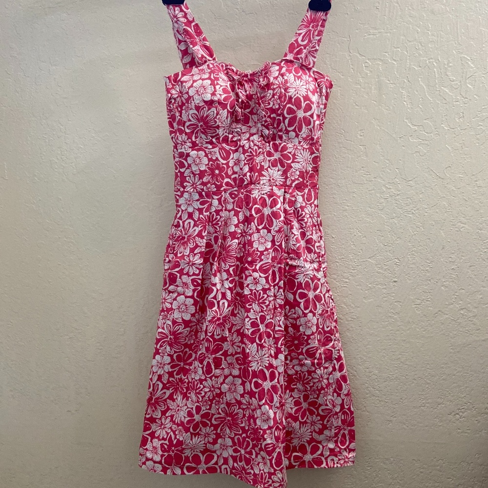 Playful hot pink floral dress